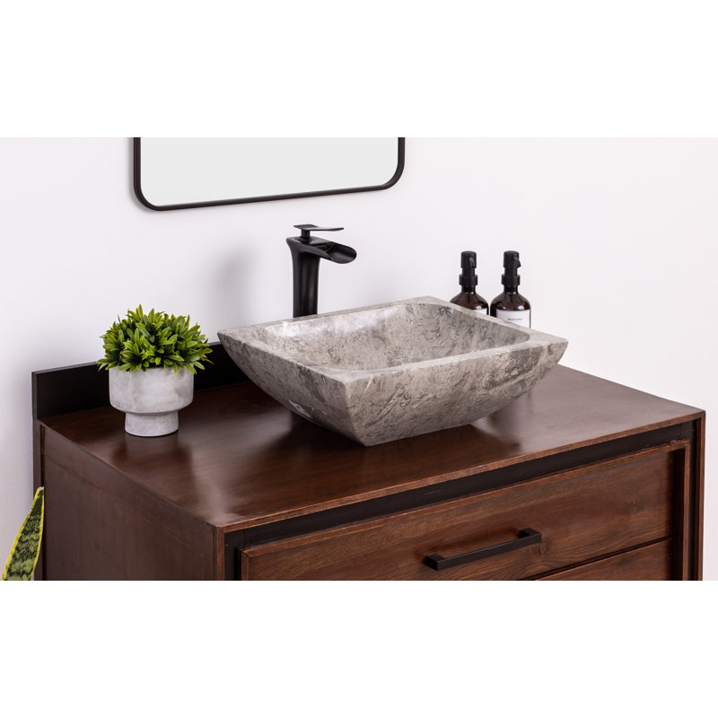 Laguna Marble Gray Stone Rectangular Vessel Bathroom Sink Wayfair